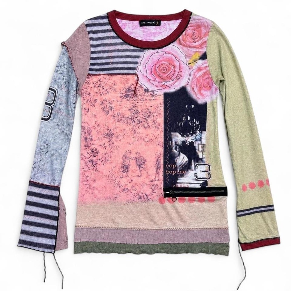 Cop Copine Multicoloured patchwork long sleeve top